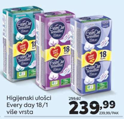 Higijenski ulošci Every day 18/1 više vrsta