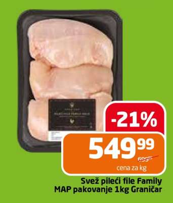 Svež pileći file Family MAP pakovanje 1kg Graničar