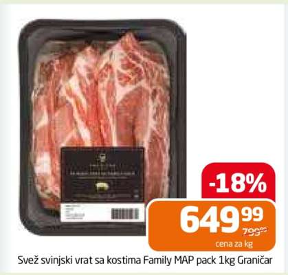 Svež svinjski vrat sa kostima Family MAP pack 1kg Graničar