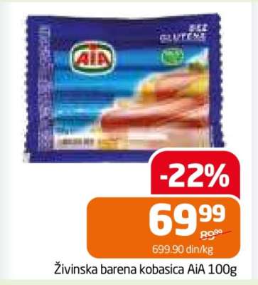Živinska barena kobasica AIA,100g