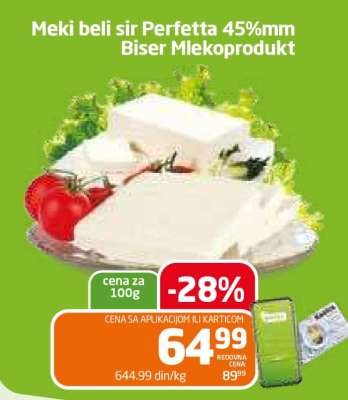 Meki beli sir Perfetta 45%mm Biser Mlekoprodukt