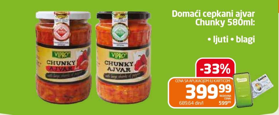 Domaći cepkani ajvar Chunky 580ml