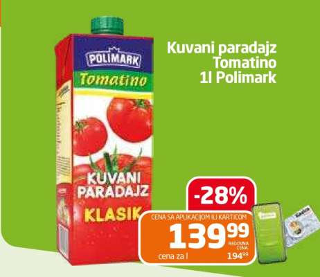 Kuvani paradajz Tomatino 1l Polimark