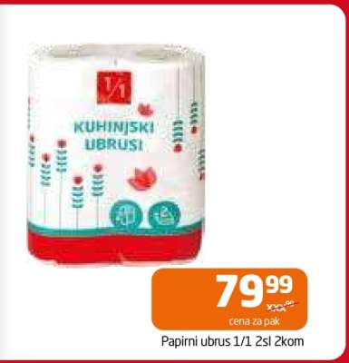 Papirni ubrus 1/1 2sl 2kom