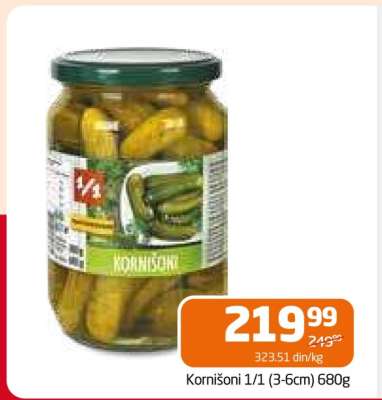 Kornišoni 1/1 (3-6cm) 680g