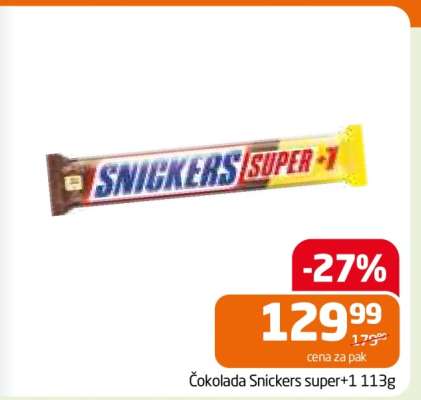 Čokolada Snickers super+1 113g