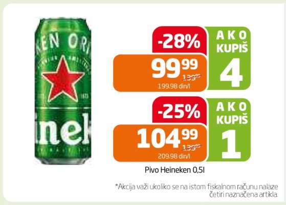 Pivo Heineken 0,5l
