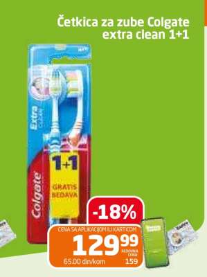 Četkica za zube Colgate extra clean 1+1
