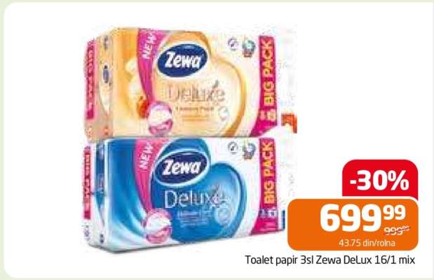 Toalet papir 3sl Zewa DeLux 16/1 mix