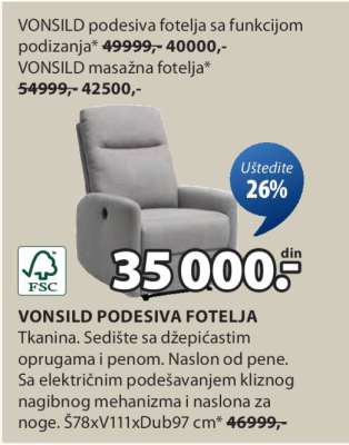 VONSILD PODESIVA FOTELJA
