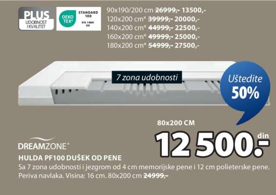 DREAMZONE HULDA PF100 DUŠEK OD PENE