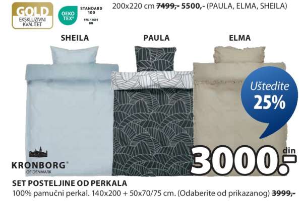 SET POSTELJINE OD PERKALA