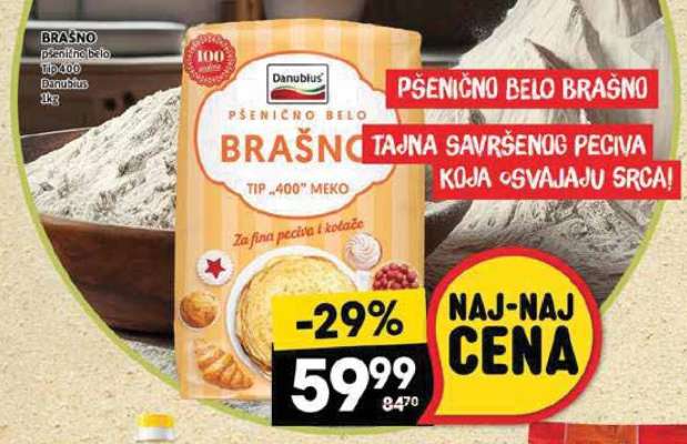 BRAŠNO pšenično belo tip 400 Danubius 1kg
