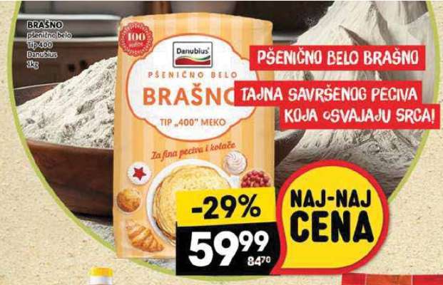 BRAŠNO pšenično belo tip 400 Danubius 1kg