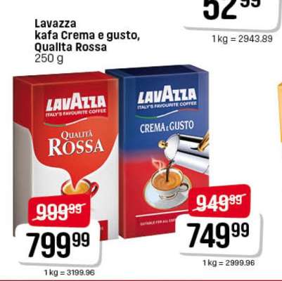 Lavazza kafa Crema e gusto, Qualità Rossa 250 g