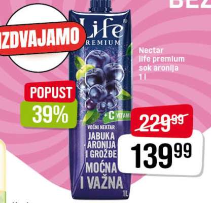 Nectar Life Premium sok aronija 1L