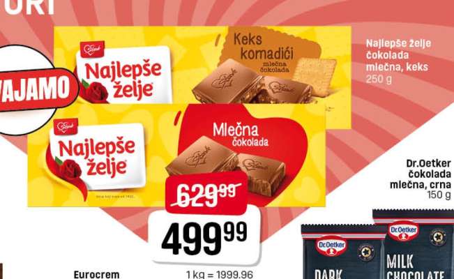 NAJLEPŠE ŽELJE ČOKOLADA mlečna , keks