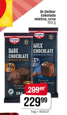 Dr.Oetker čokolada mlečna, crna