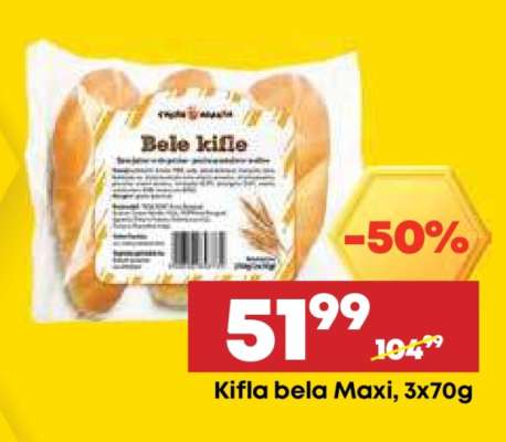 Kifla bela Maxi, 3x70g