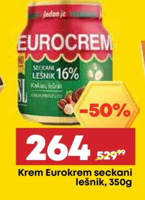 Krem Eurokrem seckani lešnik, 350g