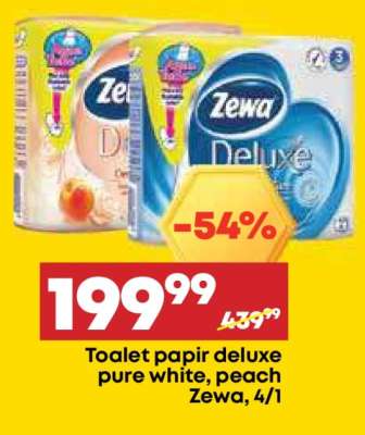 Toalet papir deluxe pure white & peach Zewa, 4/1