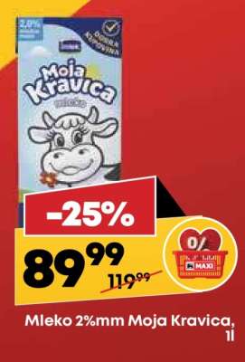 Mleko 2%mm Moja Kravica, 1l