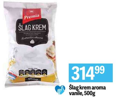 Šlag krem aroma vanile, 500g