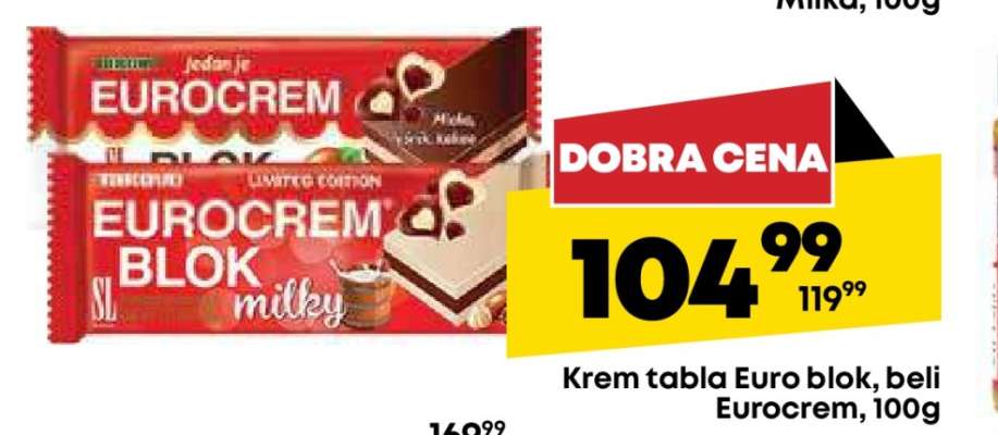 Krem tabla Euro blok, beli Eurocrem, 100g