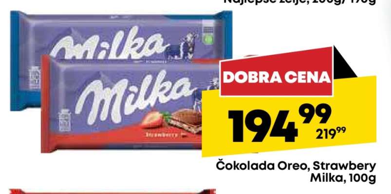 Čokolada Oreo, Strawbery Milka, 100g