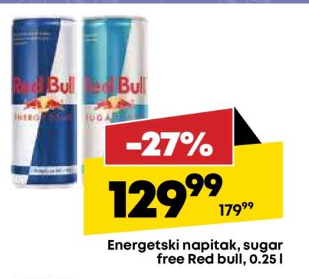 Energetski napitak, sugar free Red bull, 0.25 l