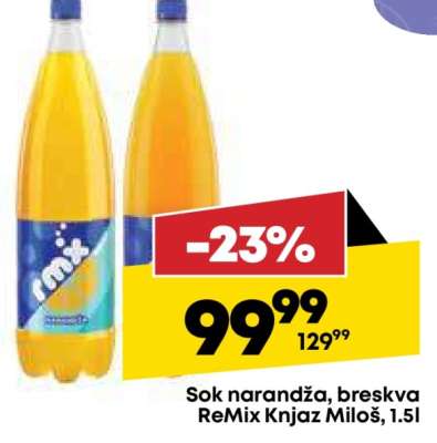 Sok narandža, breskva ReMix Knjaz Miloš, 1.5l