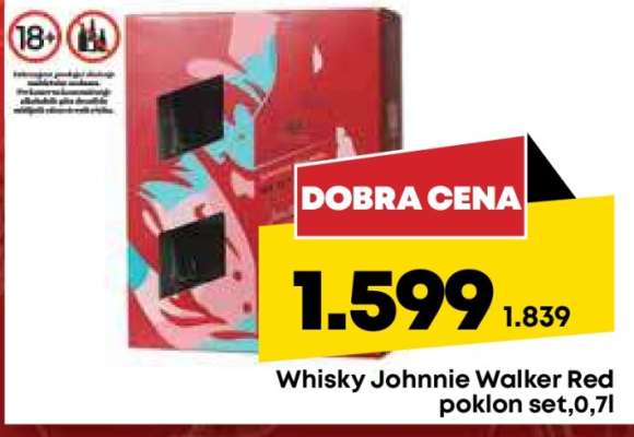 Whisky Johnnie Walker Red poklon set,0,7l