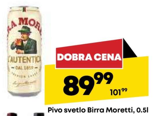 Pivo svetlo Birra Moretti, 0,5l