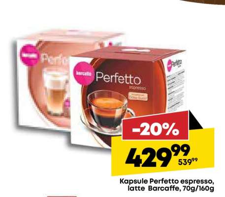 Kapsule Perfetto espresso, latte Barcaffe 70g/160g