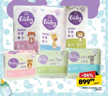 Pelene Cute Baby, više veličina