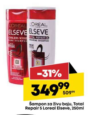 Šampon za živu boju Total Repair 5 Loreal Elseve 250ml