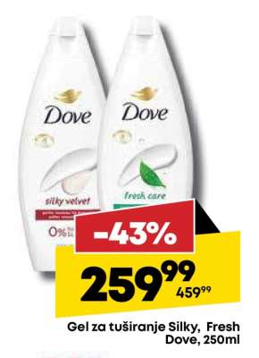 Gel za tuširanje Silky, Fresh Dove, 250ml