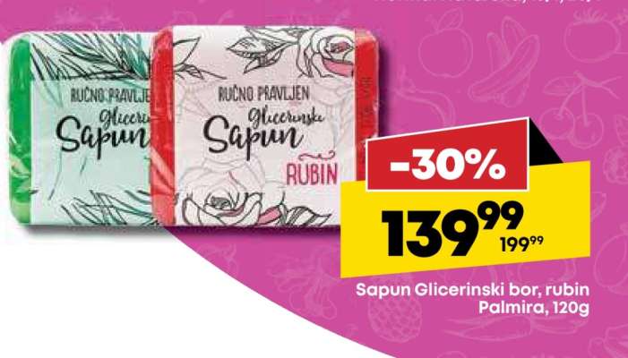 Sapun Glicerinski bor, rubin Palmira, 120g