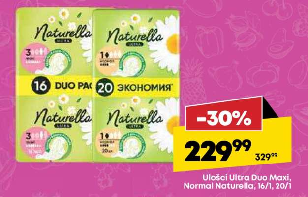 Uložci Ultra Duo Maxi, Normal Naturella, 16/1, 20/1