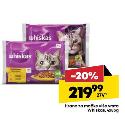 Hrana za mačke više vrsta Whiskas, 4x85g