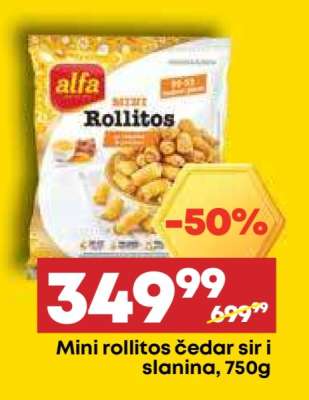 Mini rollitos čedar sir i slanina, 750g