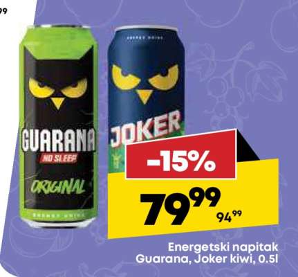 Energetski napitak Guarana, Joker kiwi, 0,5l