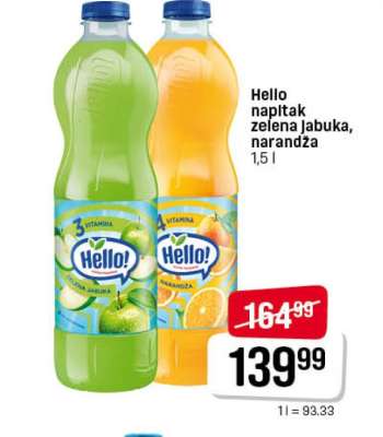 Hello napitak zelena jabuka, narandža