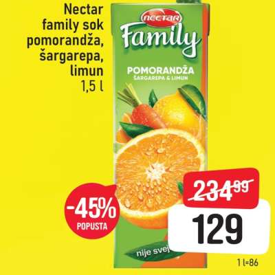 Nectar family sok pomorandža, šargarepa, limun 1.5L