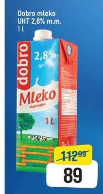 Dobro mleko UHT 2,8% m.m.