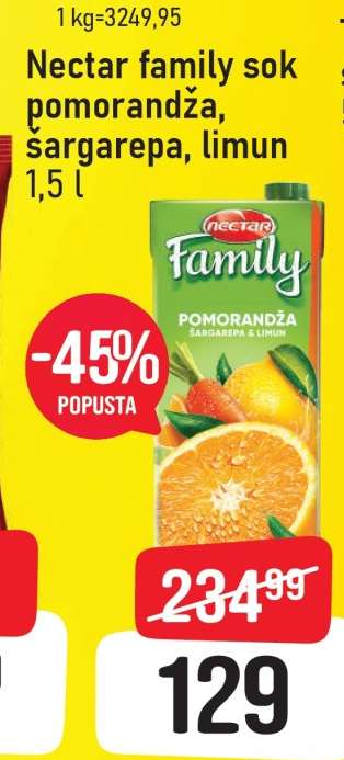 Nectar family sok pomorandža, šargarepa, limun