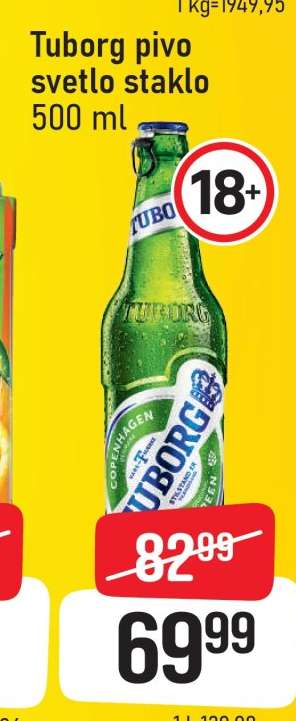 Tuborg pivo svetlo staklo