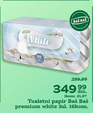 Toaletni papir Baš Baš premium white 3sl. 16kom.