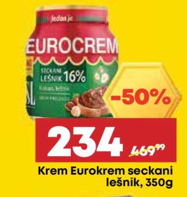 Krem Eurokrem seckani lešnik, 350g