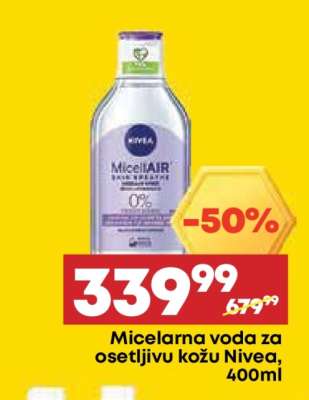 Micelarna voda za osetljivu kožu Nivea, 400ml